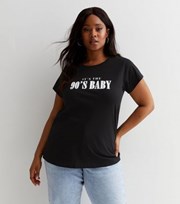 New Look Curves Black It's the 90s Baby Logo T-Shirt